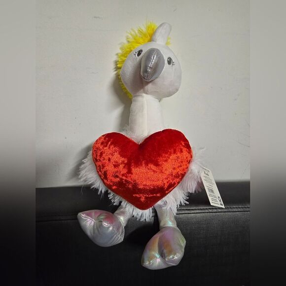 Valentine's Day White Flamingo with Red Heart Plush, 17 in, Way To Celebrate - Picture 4 of 8